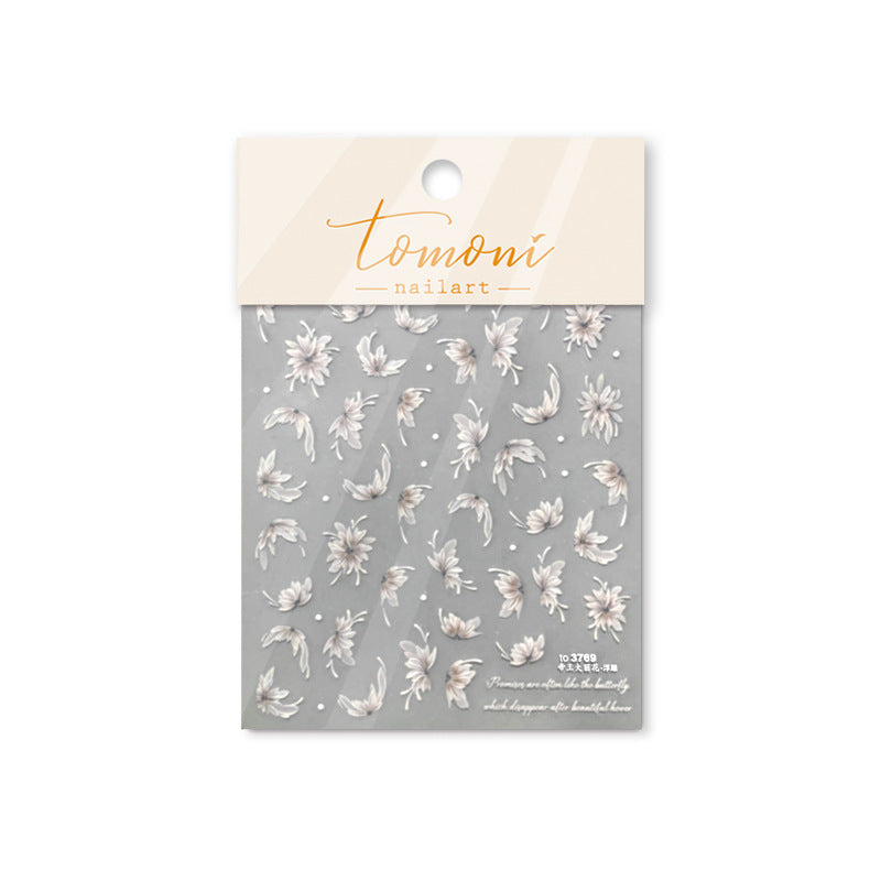 365nails: "화이트 엠보스 꽃·잎" – 네일 아트 스티커