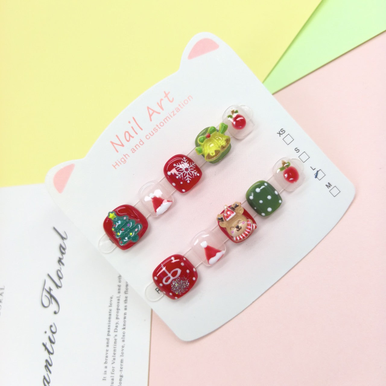 Christmas Cute Kids Press On Nails with Holiday Icons