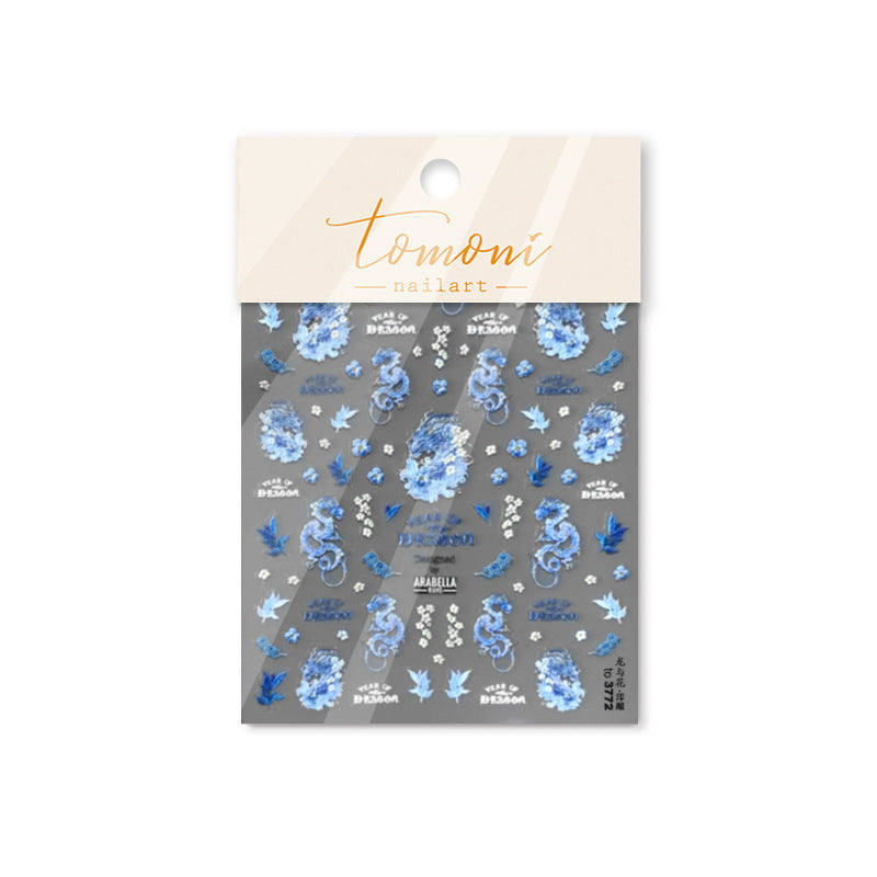 365nails: "Blue Floral Dragon" – nail art stickers