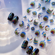 Peacock Feather Enamel Collection: "Oriental Splendor" – 3D Embossed Nail Sticker
