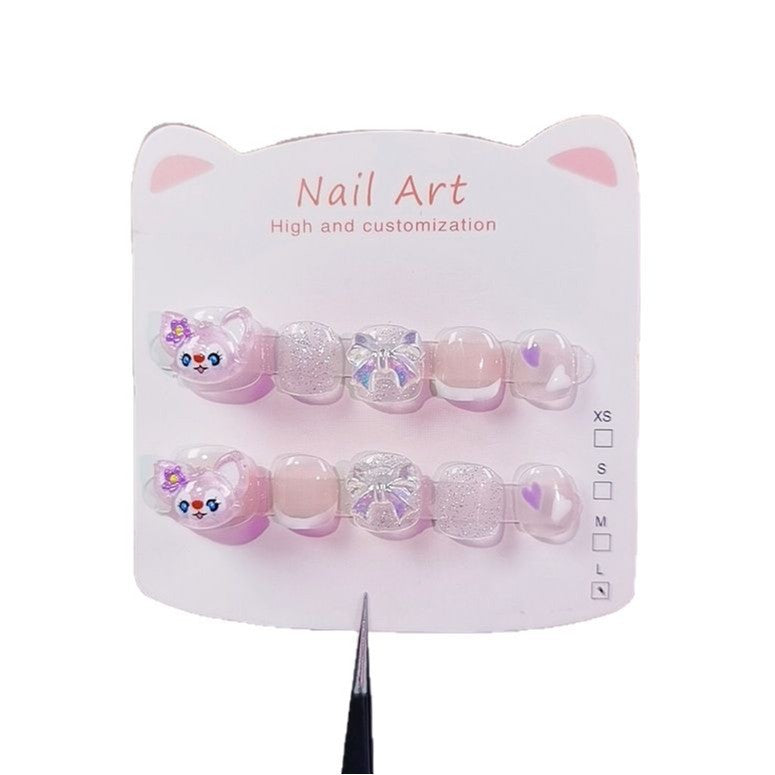 Linna Bell Pastel Cute Kids Press On Nails with Glitter