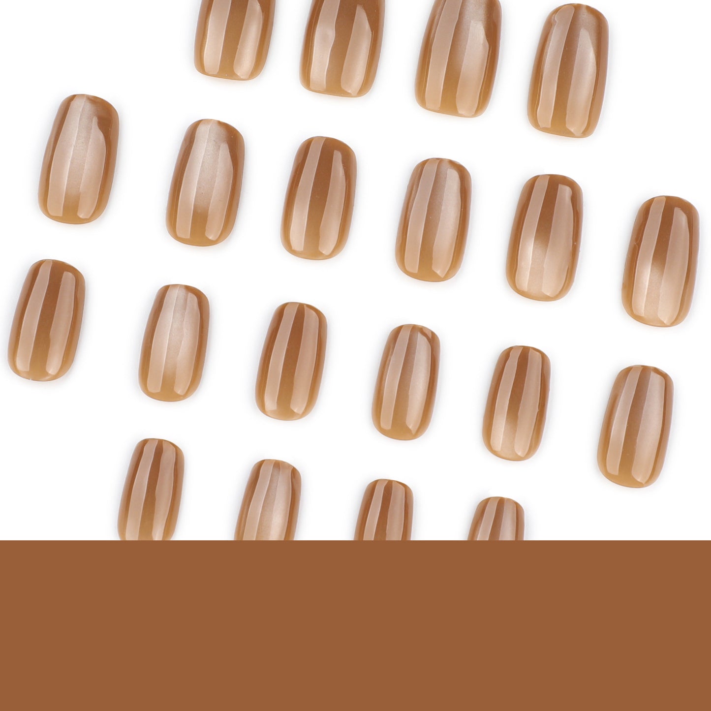 Shimmer Brown Metallic Cat Eye Press On Nails
