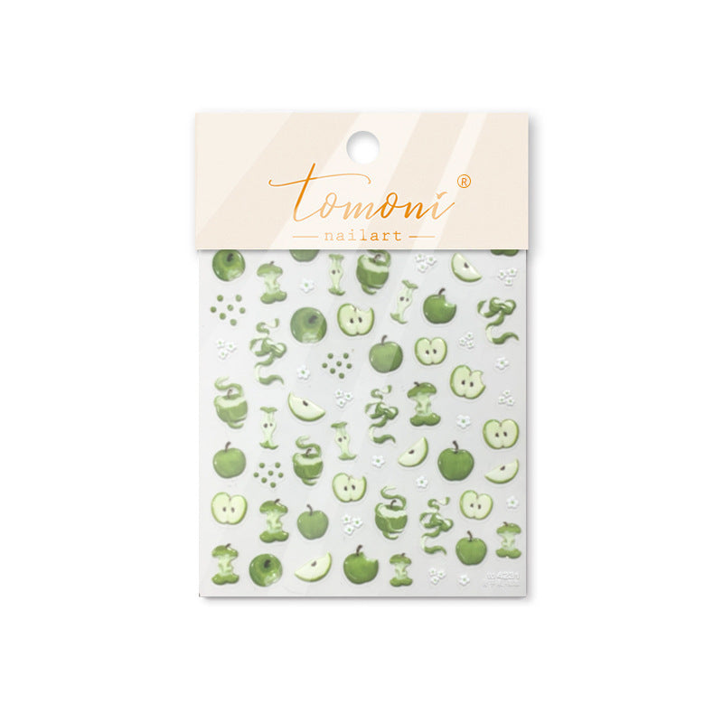 Red Apple Fun Collection: "Crisp Apple" – 3D Embossed Nail Sticker