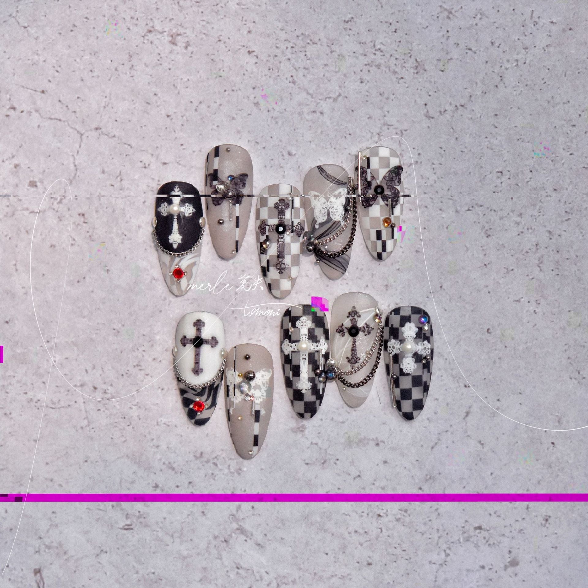 365nails: "White Cross and Butterfly Crystal" – nail art stickers