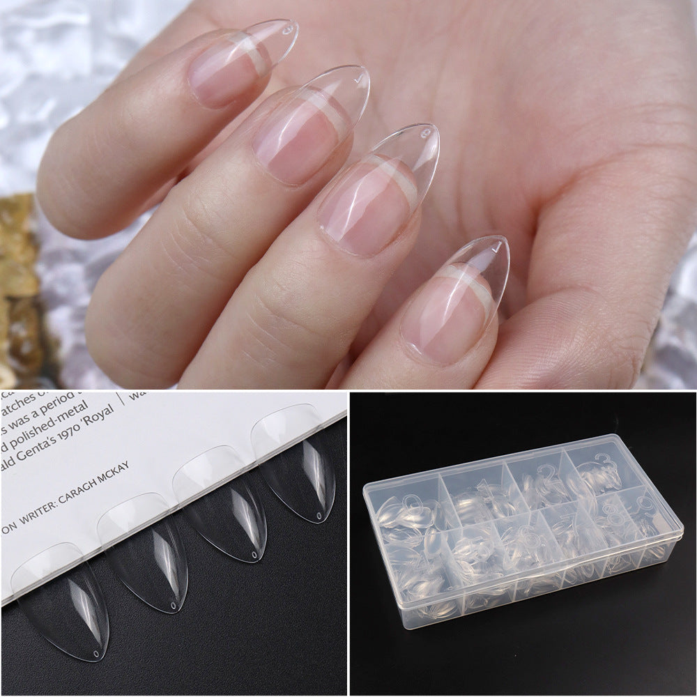 Nail Tips Press on nails pads, almond short transparent nail pads 504 pcs, boxed high-transparency and seamless full-size fake nail patch manicure