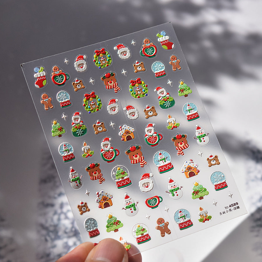 365nails: "Cute Embossed Christmas Characters" –Nail Art Stickers