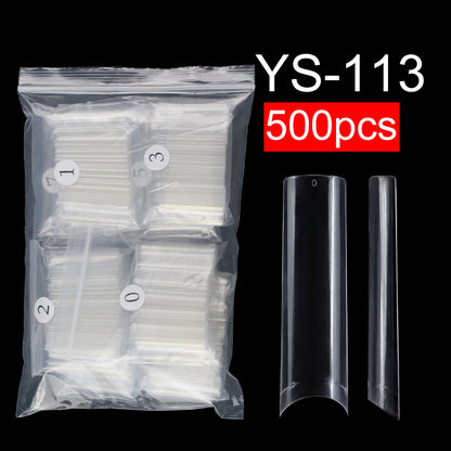 Nail Tips nail plate extended half-stick water pipe nail 500 pieces boxed high-arc XXL  transparent patch fake nails