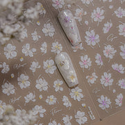 White Lily Flower: "Ethereal Bloom" – 5D Embossed Nail Sticker