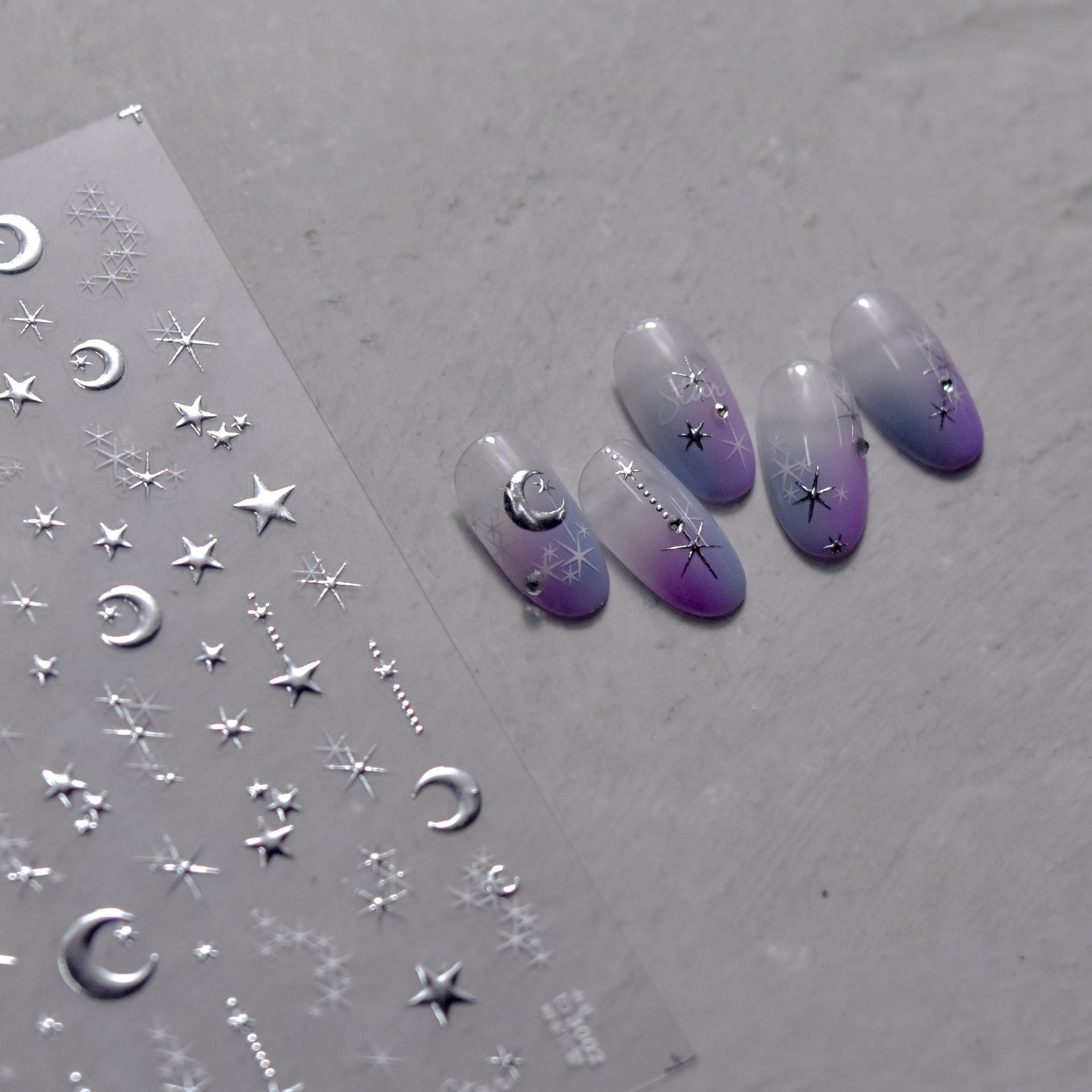 Star & Moon Collection: "New Gold Foil Star & Moon" – 3D Embossed Nail Sticker