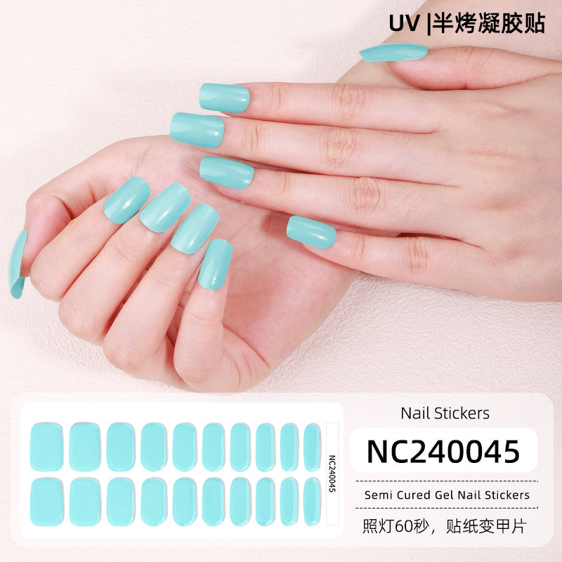 Semi-Cured Gel Nail Strips Pure Color Vibrant Multi-Shade Glossy Set (MOQ=3)