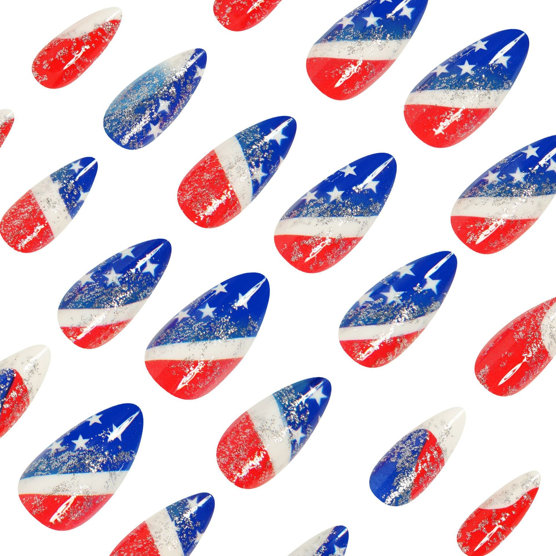 365nails: 독립기념일 반짝이는 별빛 그라데이션 프레스온 네일