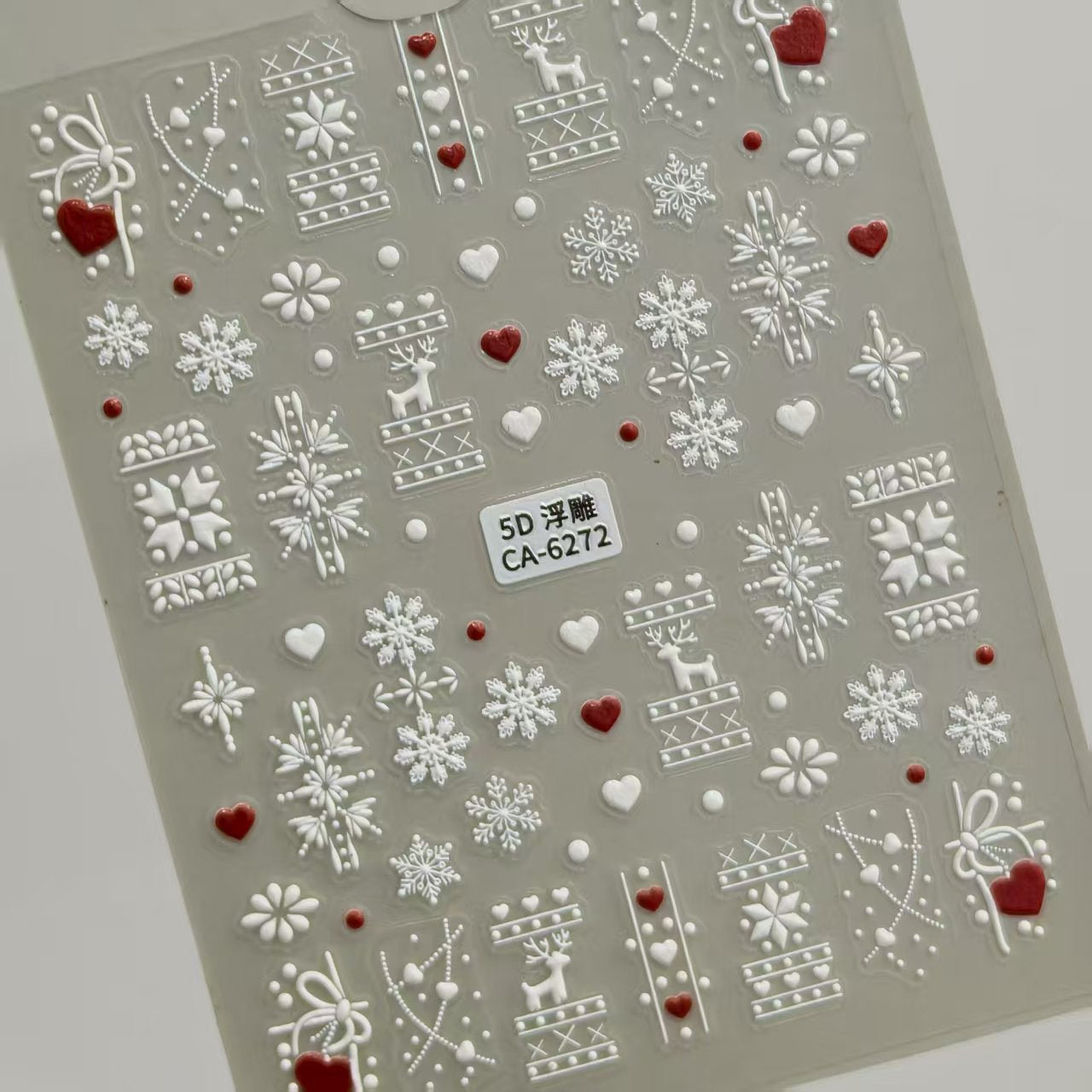 Winter Christmas Snowflake Nail Art Sticker 5D Embossed Three-dimensional White Hollow Snowflake Nail Sticker Ornament CA