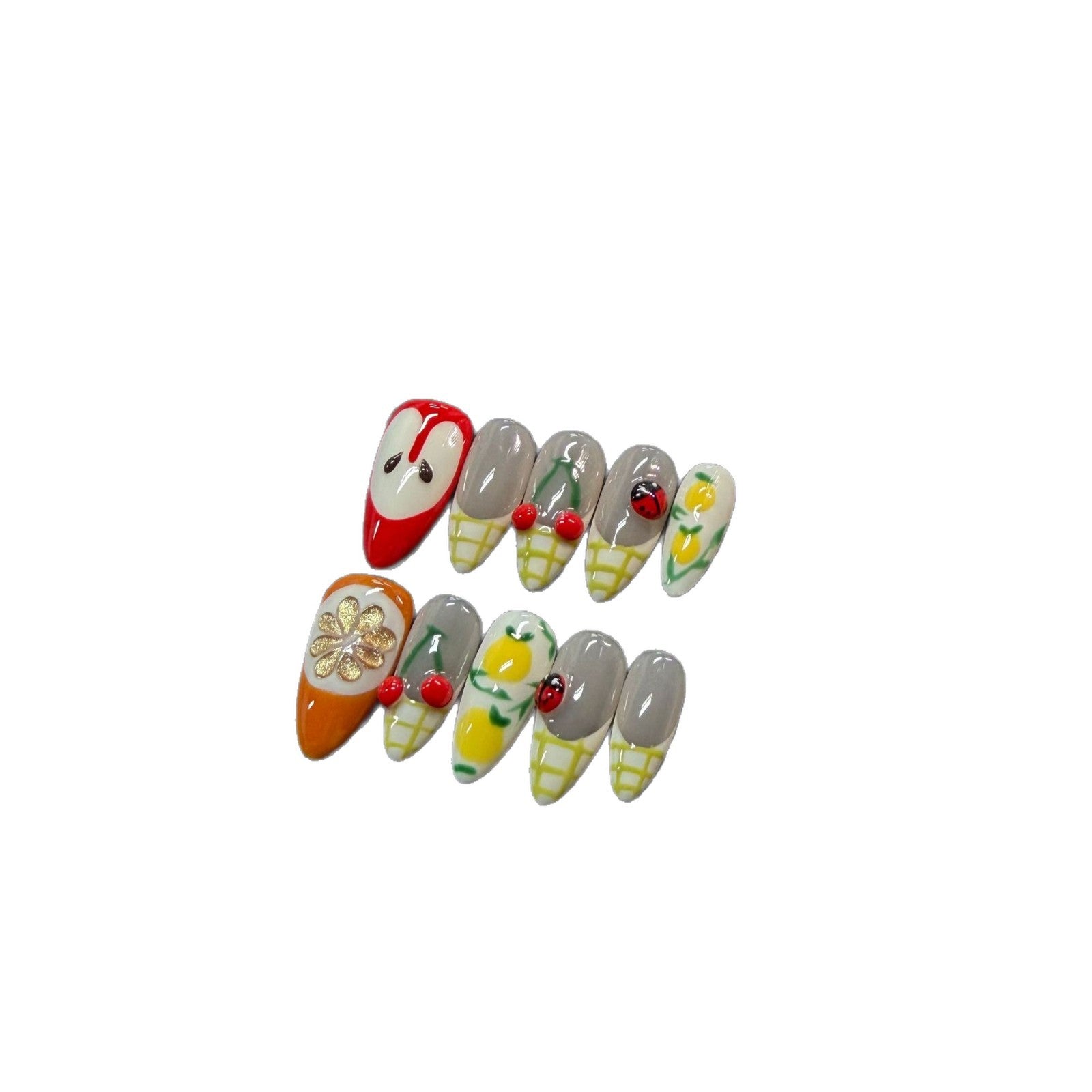 365nails: "Fruit Salad" – 3D Cherry Handmade Almond Nails