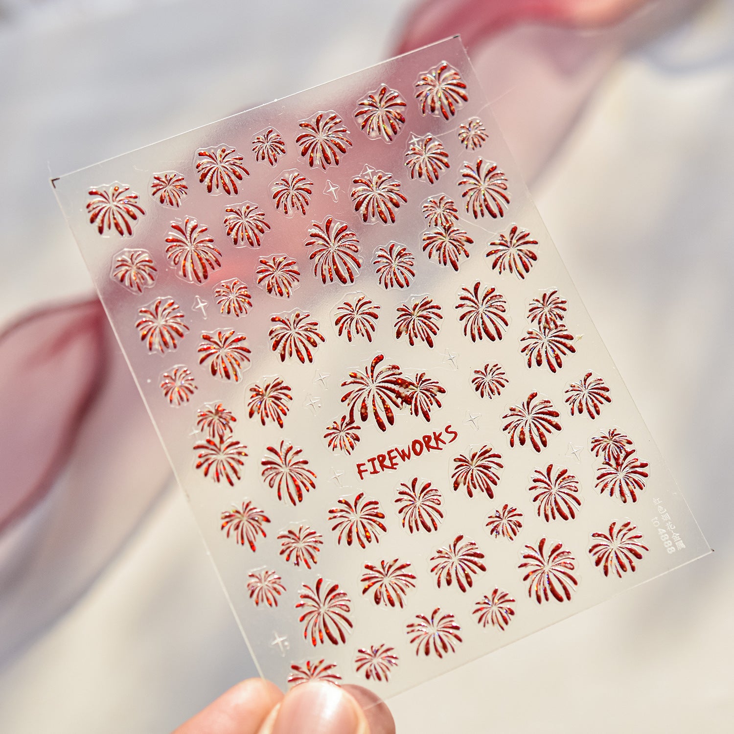 Red Firework Collection: "Festive Firework" – 3D Embossed Nail Sticker