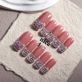 Blush Pink Crystal Bow Duckbill Press On Nails