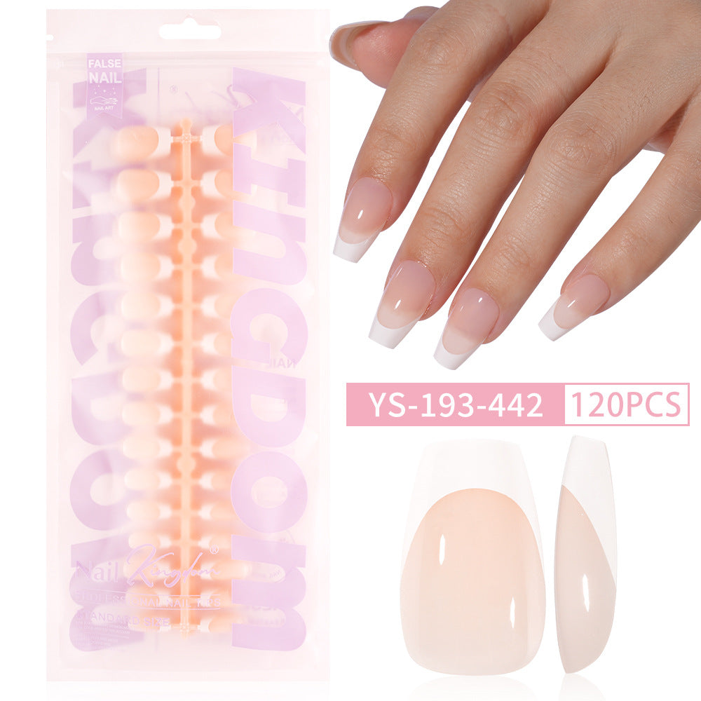 Hot-selling French-style armor, simple spray oil-shiny patch manicure removable trapezoidal nail piece 120 pieces in a box