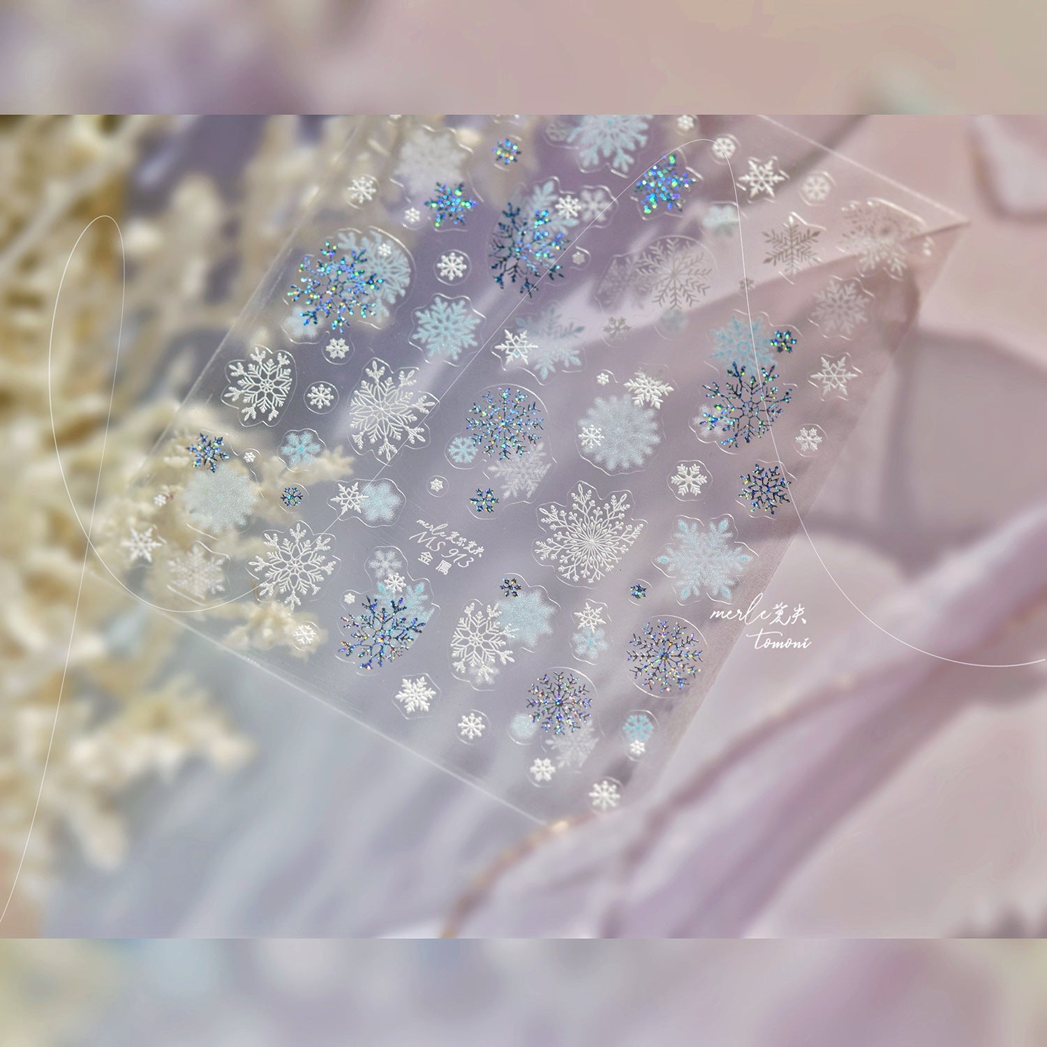Winter Snowflake Collection: "Frosty Sparkle" – 3D Metallic Silver Nail Sticker