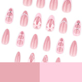Soft Pink 3D Bow Nails with Glossy Charm Accents