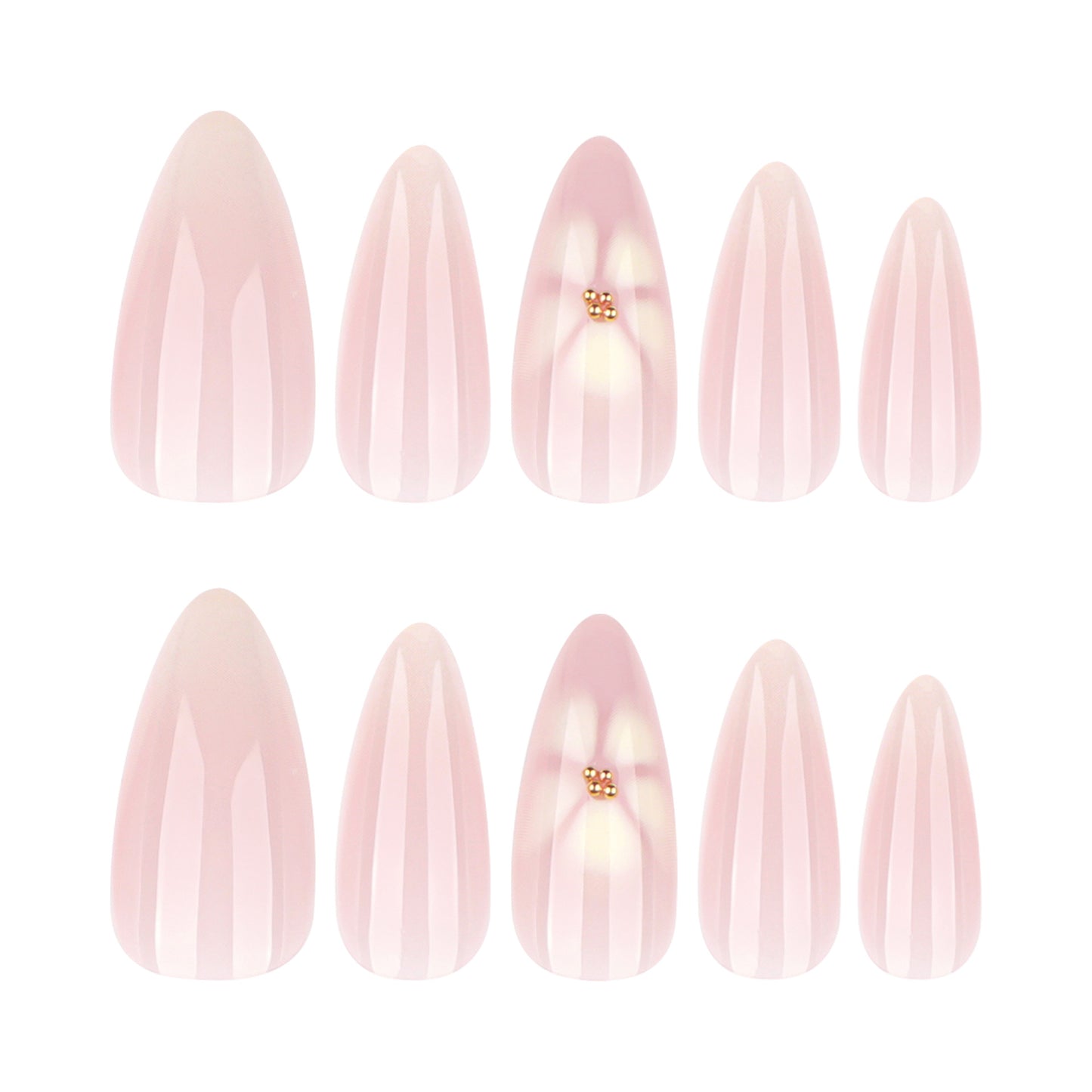 Simple white fresh flower almond press-on nails