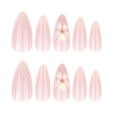 Simple white fresh flower almond press-on nails