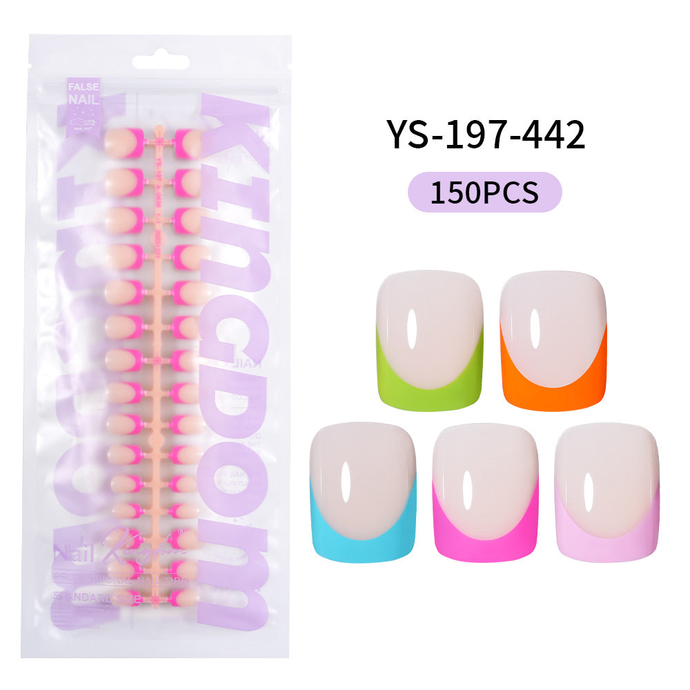 Nail Tips French press on nails  explosion five-color rectangular versatile removable patch manicure 150 pieces fake nail piece