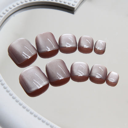 Chaser cat eye  and Press-on toenails  Toenail  Purple Solid Color  24 Pieces｜365nails