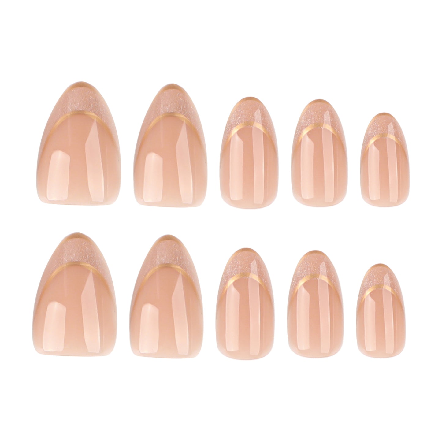 Premium French Cat's Eye Golden Short Almond press-on nails