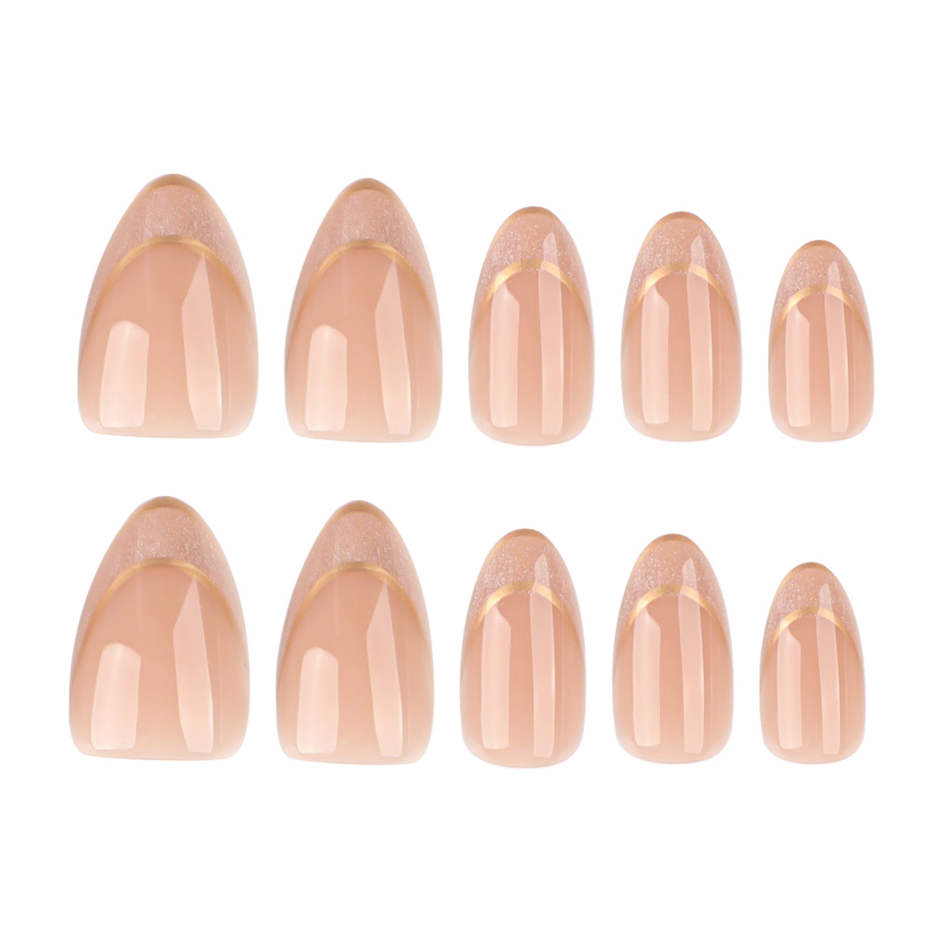 Premium French Cat's Eye Golden Short Almond press-on nails