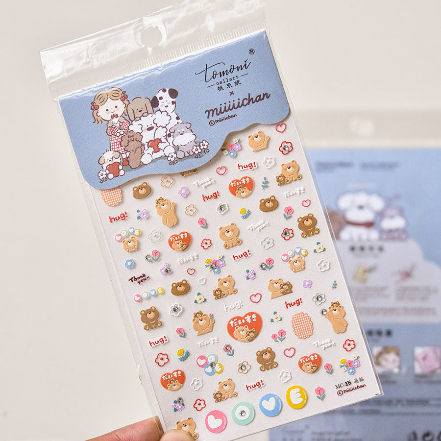 365nails: "Cute Bear and Friend" – nail art stickers
