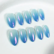 空氣噴染極光虹彩 柔藍漸層穿戴甲