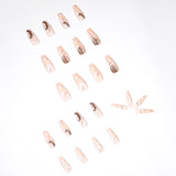 Unhas postiças longas com acabamento em sol e nuvem de balé, remendo para unhas, remendo removível para unhas ｜ 365nails