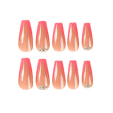 Unhas francesas em formato de V com bordas chanfradas, manicure com strass e diamantes brilhantes, mais vendidas no atacado｜365nails