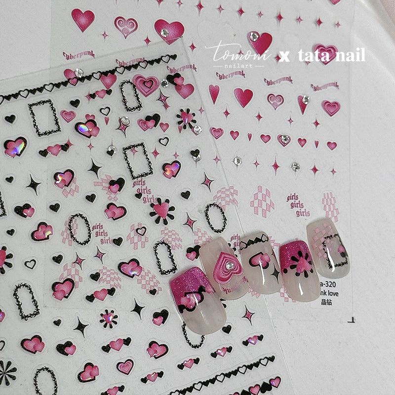365nails: "Pink Crystal Heart" – Nail Art Stickers