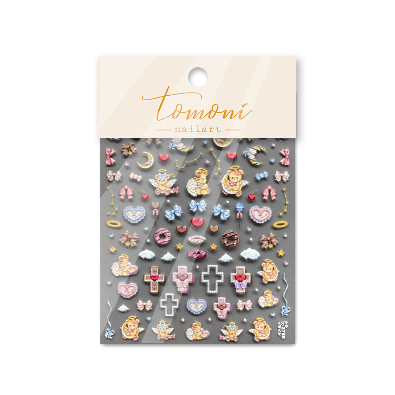 Angel Teddy Collection: "Angelic Teddy" – 3D Embossed Nail Sticker