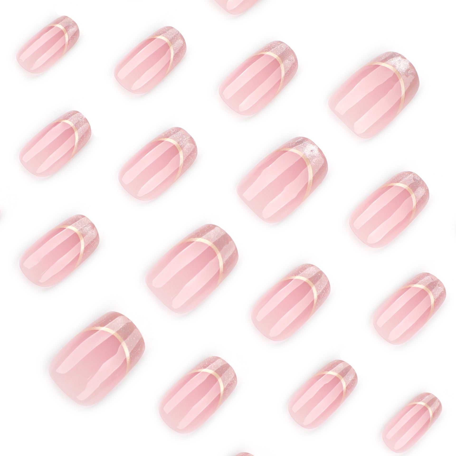 Simple French cat's eye short square round press-on nails