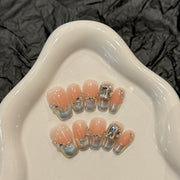 365nails: "空靈綻放" – 虹彩法式與水晶 手工製 杏仁形 穿戴甲