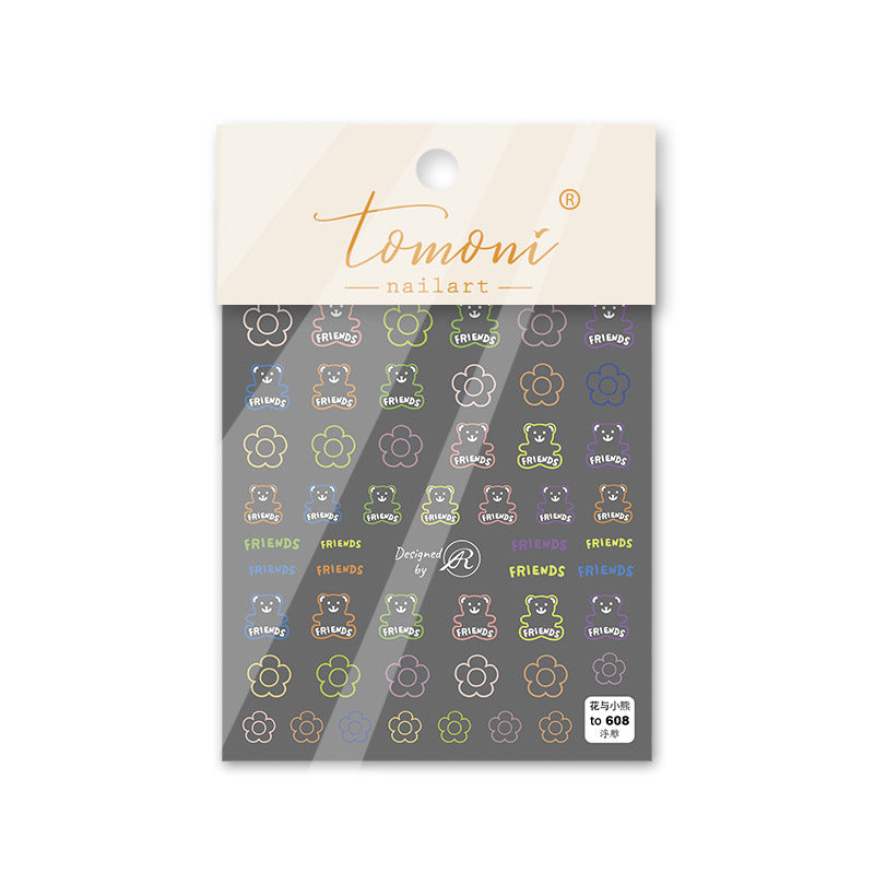Strawberry Bear Collection: "Kawaii Berry Friends" – 3D Embossed Nail Sticker