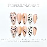 Unhas artesanais puras pintadas à mão tridimensional leopardo leopardo estilo Maillard manicure com estampa de leopardo | 365nails