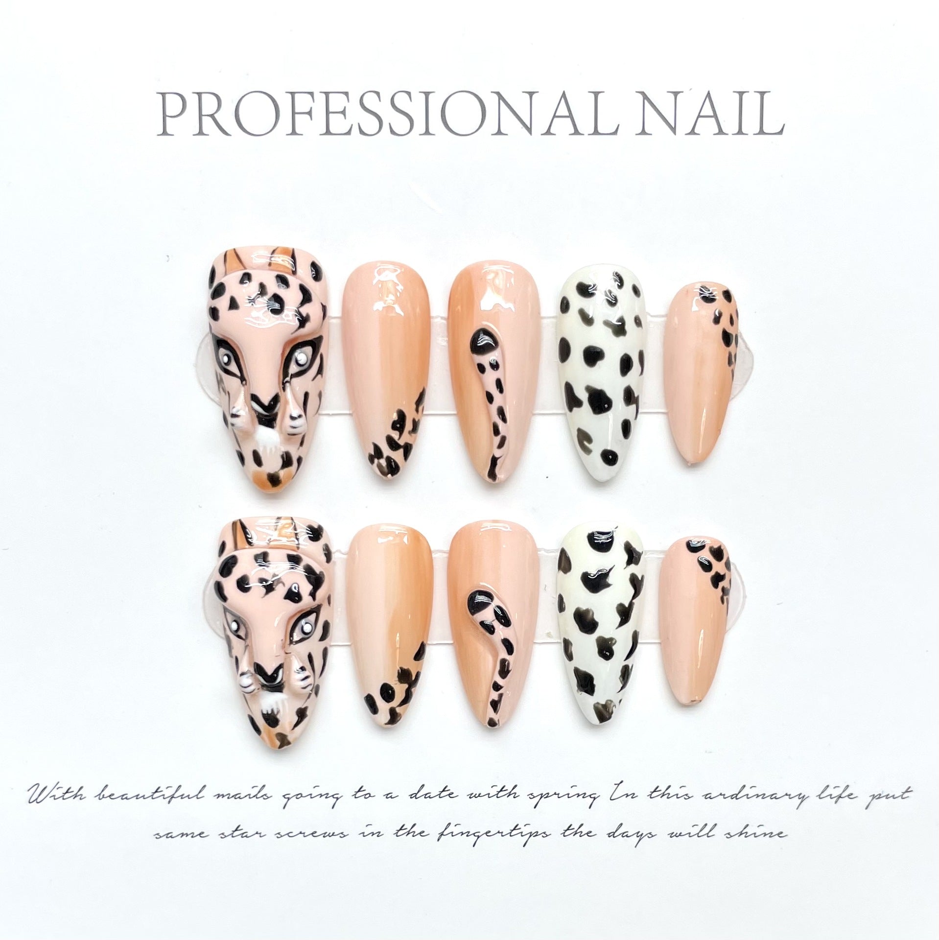 Unhas artesanais puras pintadas à mão tridimensional leopardo leopardo estilo Maillard manicure com estampa de leopardo | 365nails