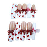 Valentine's day red heart long press-on nails(MOQ=5)