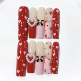 Red Strawberry Heart Sweet Glossy Press On Nails