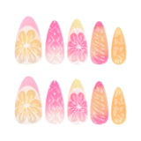 Unhas curtas de amêndoa frescas, 3D, fruta tridimensional, limão francês, laranja, atacado｜365nails