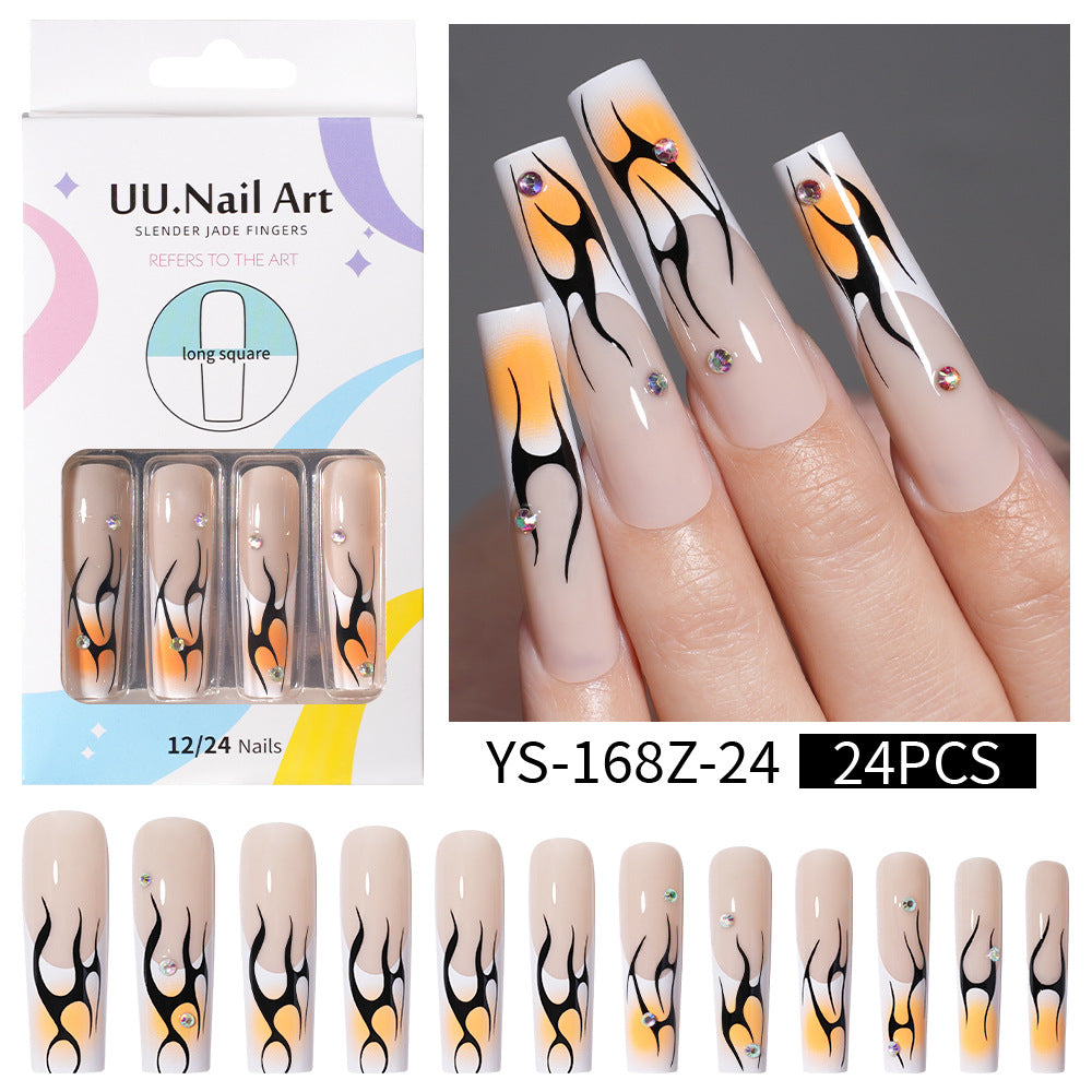 Long press on nails, French versatile patch nail art removable prefabricated fake nail press on nails piece