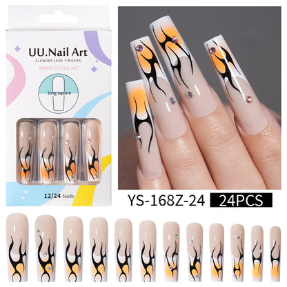 Long press on nails, French versatile patch nail art removable prefabricated fake nail press on nails piece