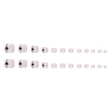 Unhas postiças francesas de amor preto, doces e legais, unhas postiças simples com diamante, peça de arte especial para unhas postiças ｜365nails