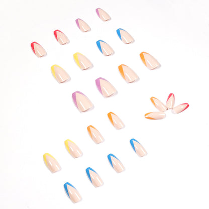 Rainbow French Series Wearing Nail Art Finished Fake Nail Nail Patch Nail Patch Prees on nail｜365nails