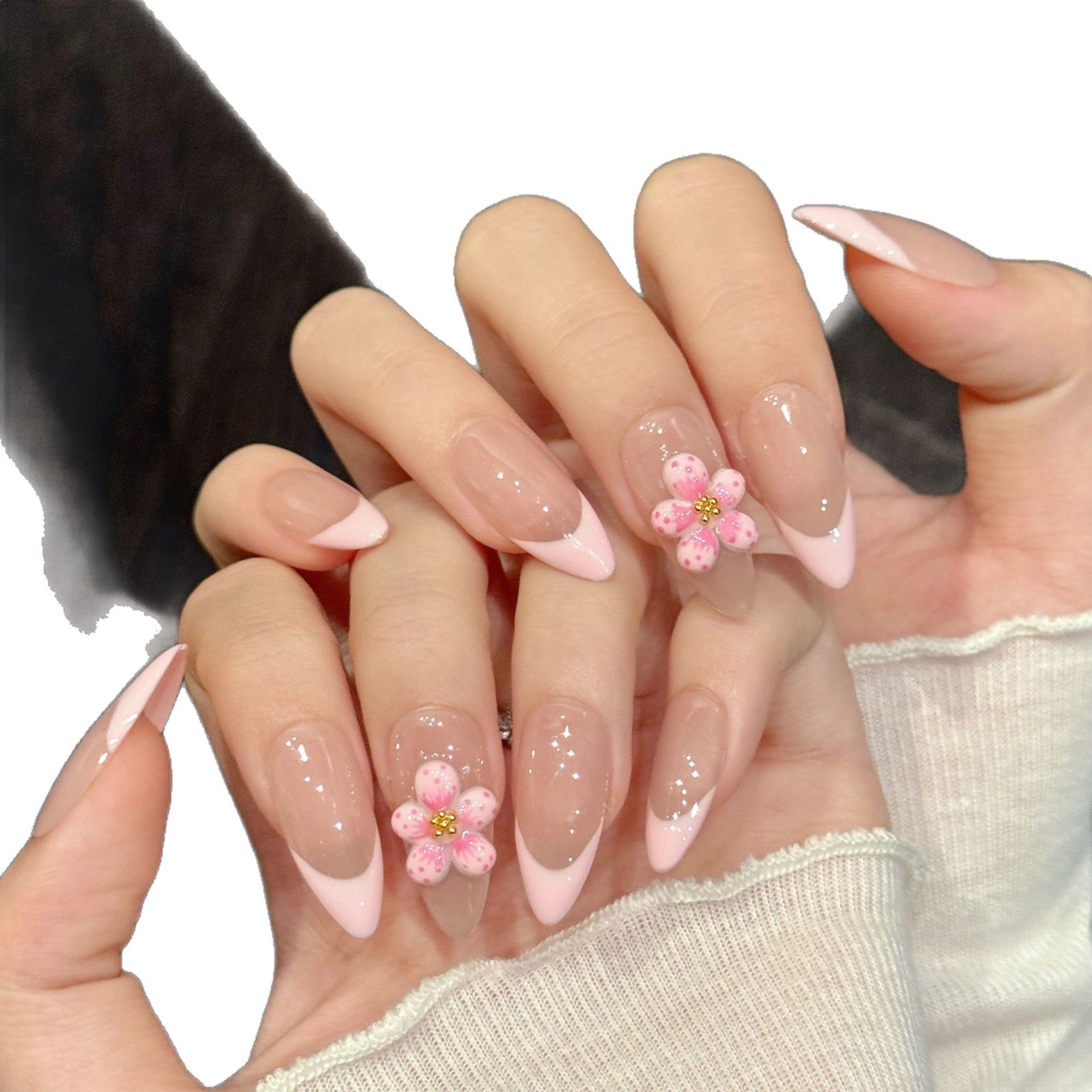 Pink Blossom Soft French Cute Nails