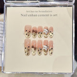 Cute Gold Glitter Leopard Charm Oval Nail Art Set