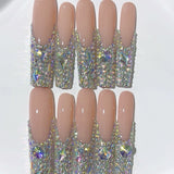 Nude AB Crystal Full Rhinestone Press On Nails