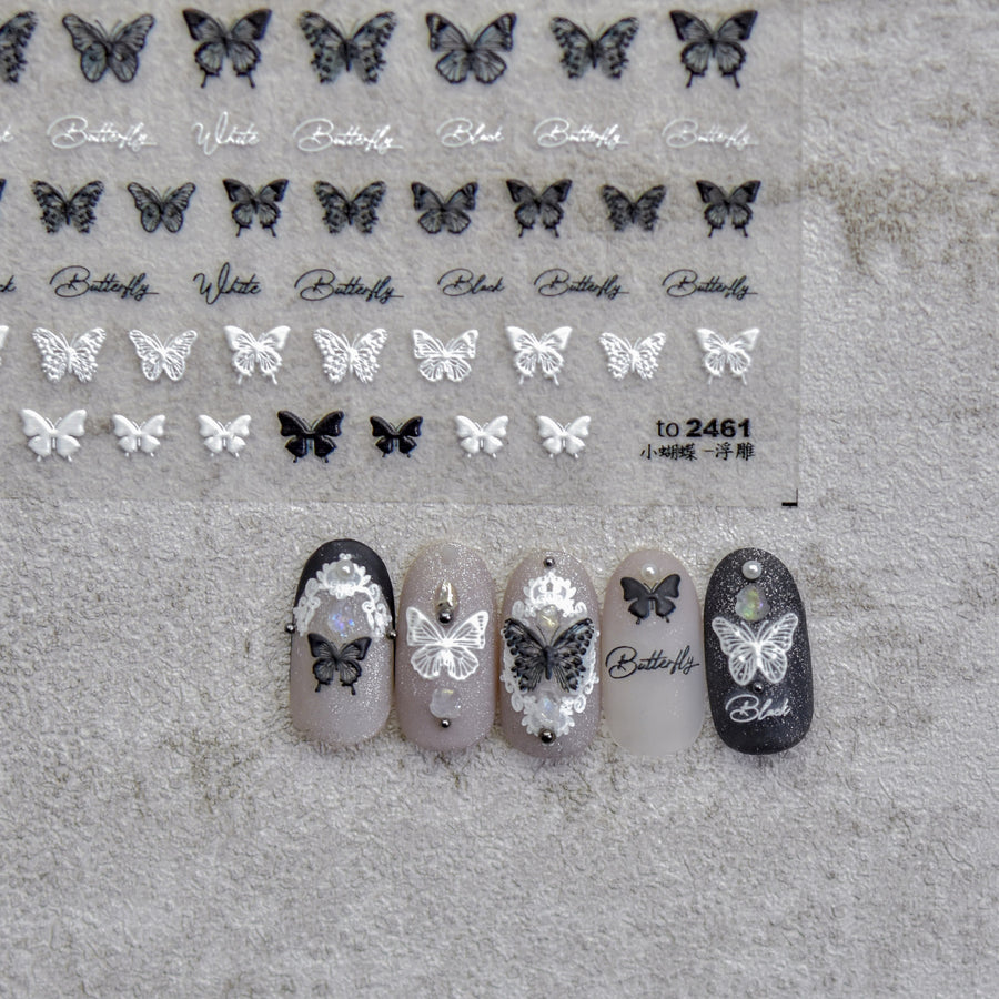 Monochrome Butterfly – Minimalist Nail Art Set